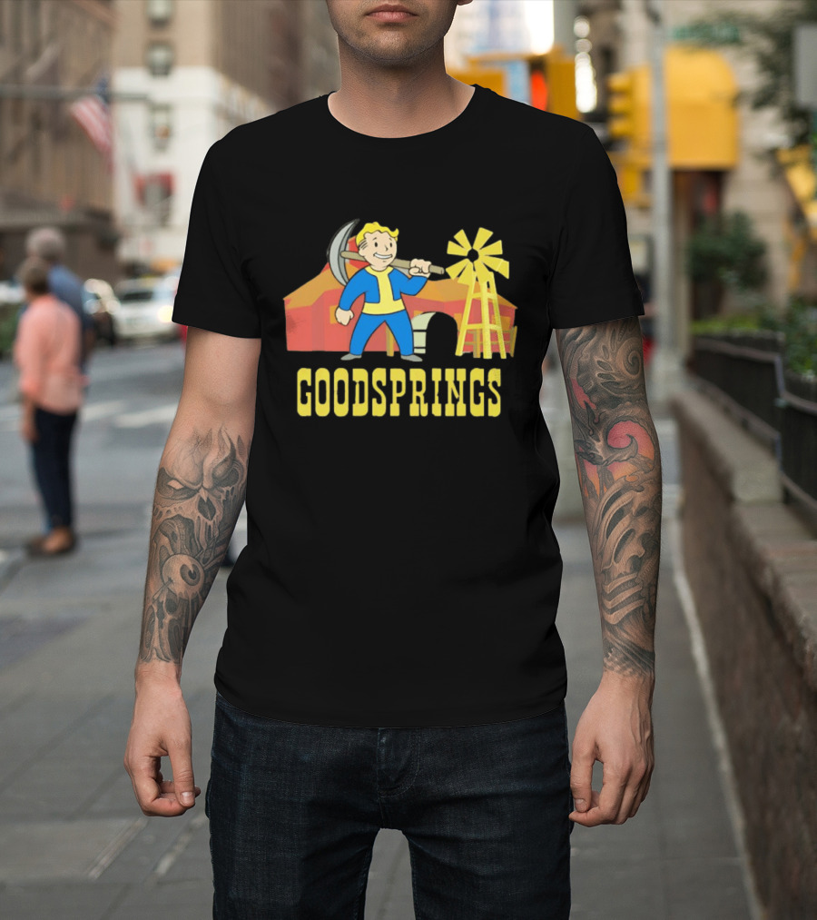 Vault Boy Goodsprings Fallout Windmill Pickaxe T-Shirt