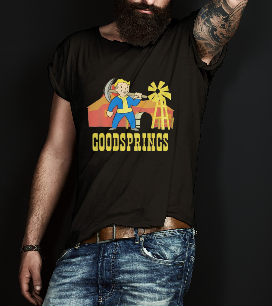 Vault Boy Goodsprings Fallout Windmill Pickaxe T-Shirt
