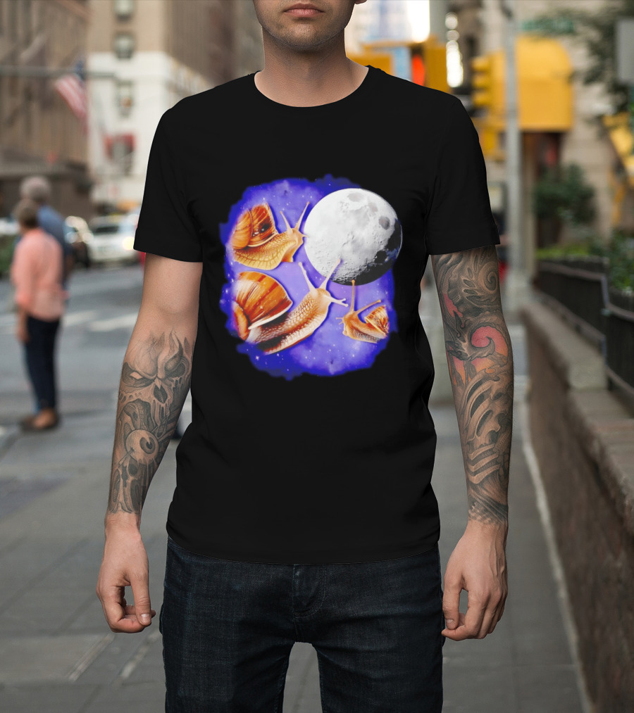 Yearning Snails Moon Cosmic Dreamscape Snail Galaxy T-Shirt