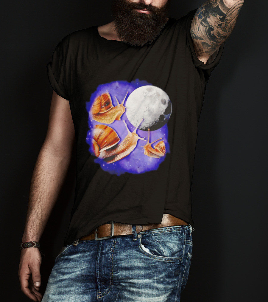 Yearning Snails Moon Cosmic Dreamscape Snail Galaxy T-Shirt
