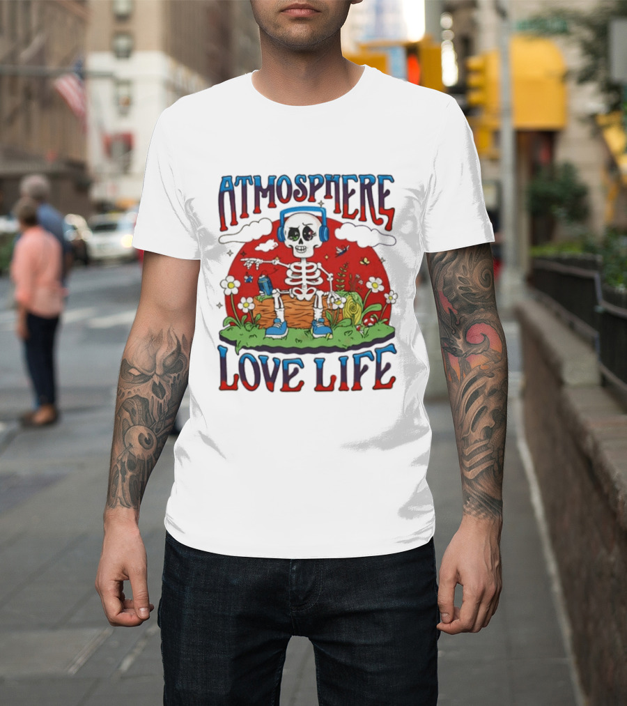 Atmosphere Love Life Skeleton Headphones Nature Scene T-Shirt