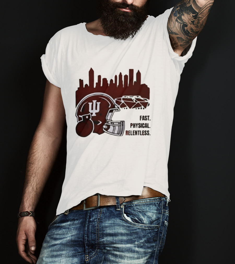 Indiana Hoosiers Helmet City Skyline Fast Physical Relentless T-Shirt