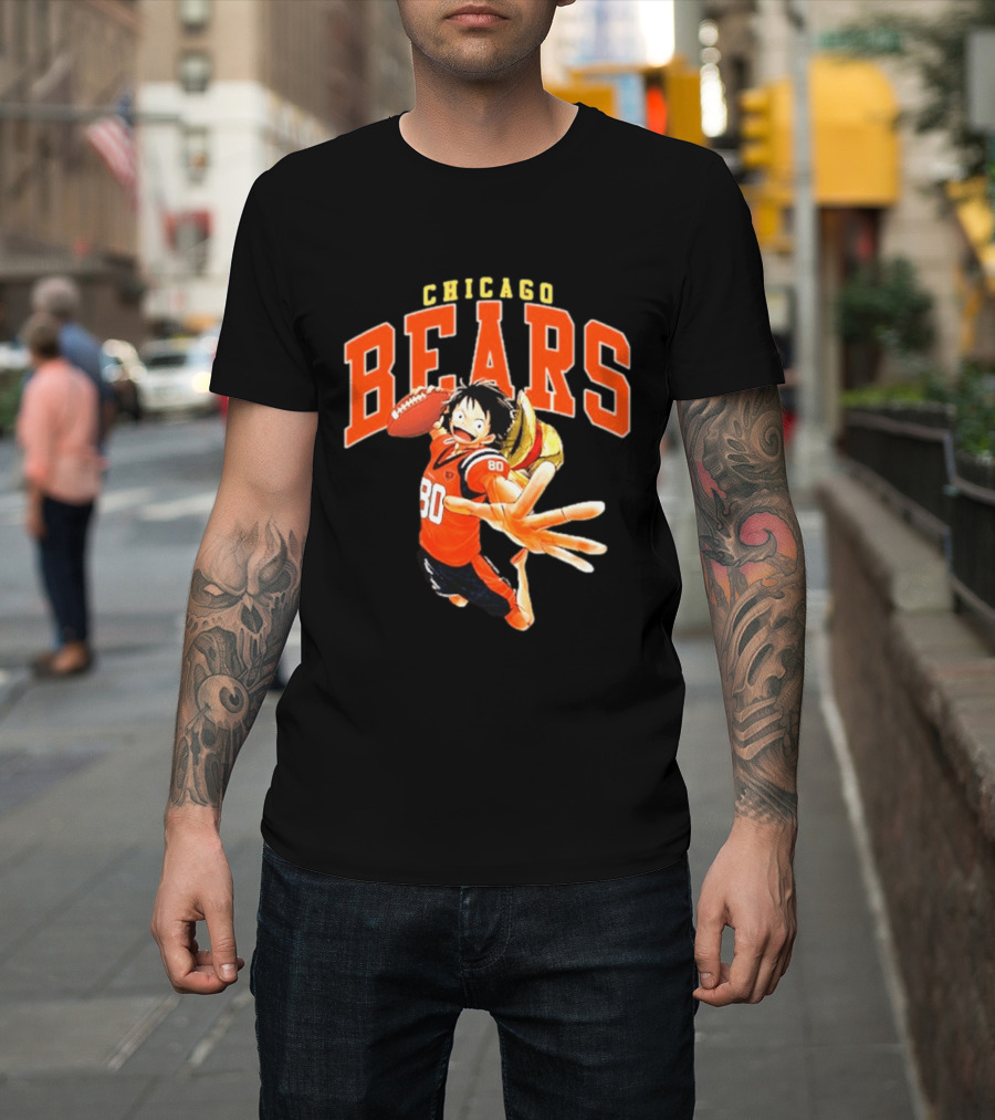 Chicago Bears One Piece Crossover Luffy Football Collaboration T-Shirt
