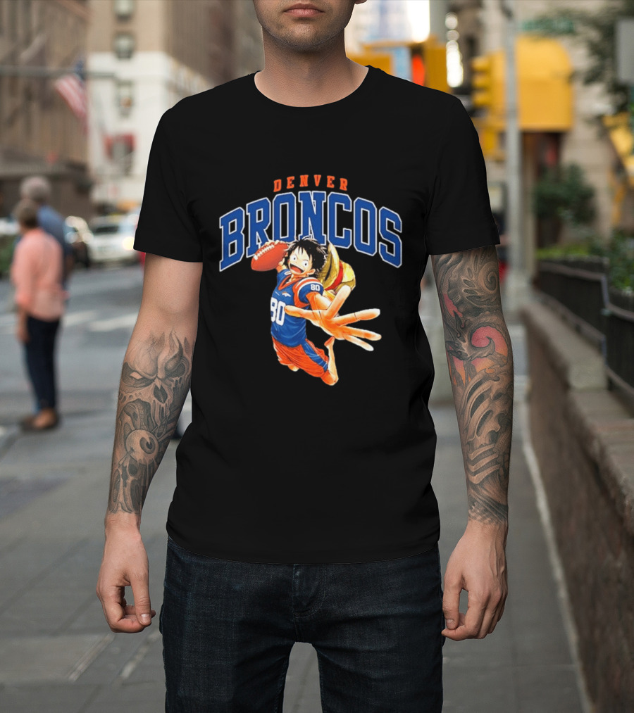 Denver Broncos One Piece Crossover Luffy Football Fan Gear T-Shirt
