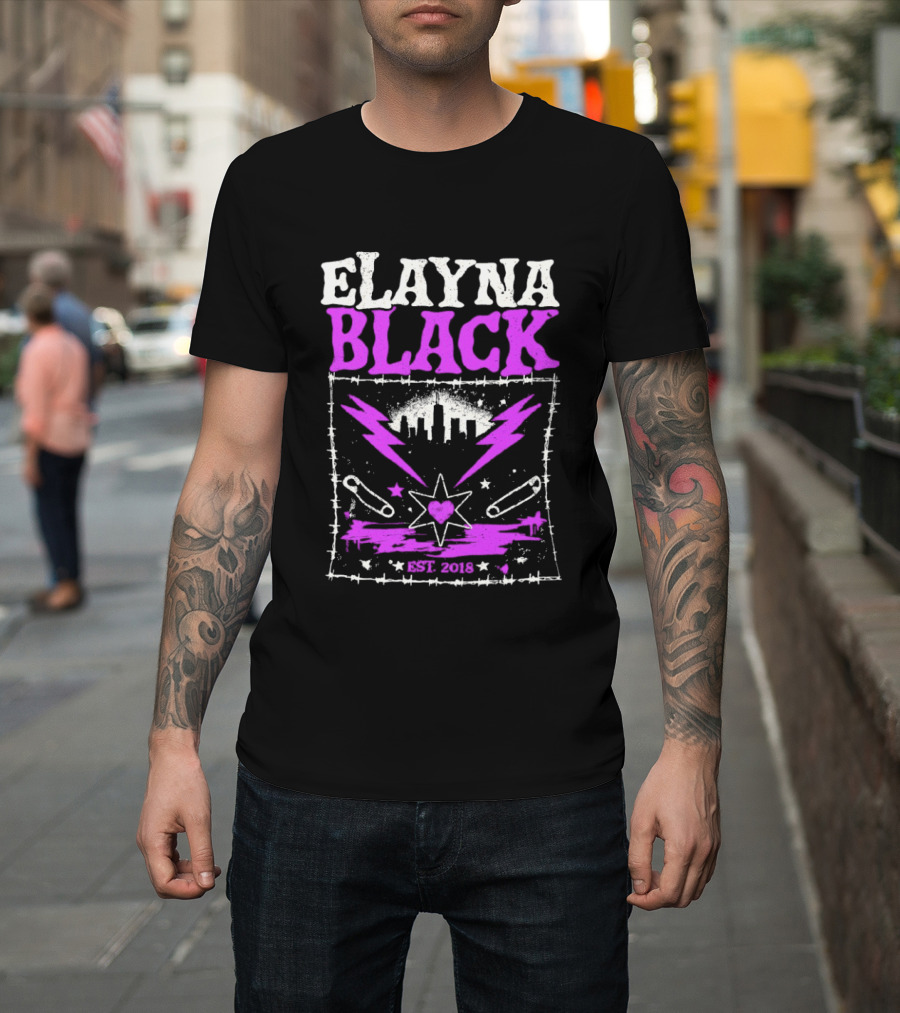 Elayna Black Heart Star Lightning Est 2018 T-Shirt