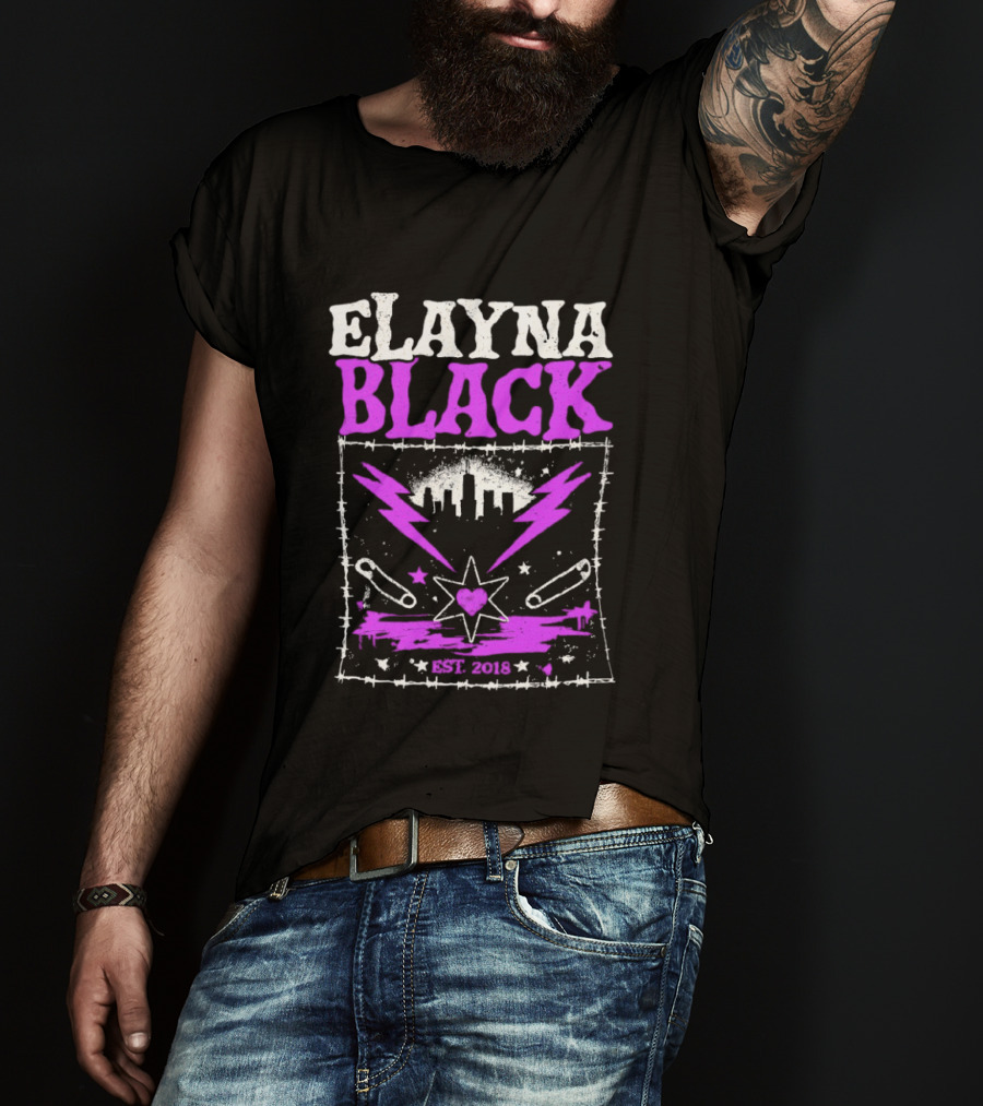 Elayna Black Heart Star Lightning Est 2018 T-Shirt