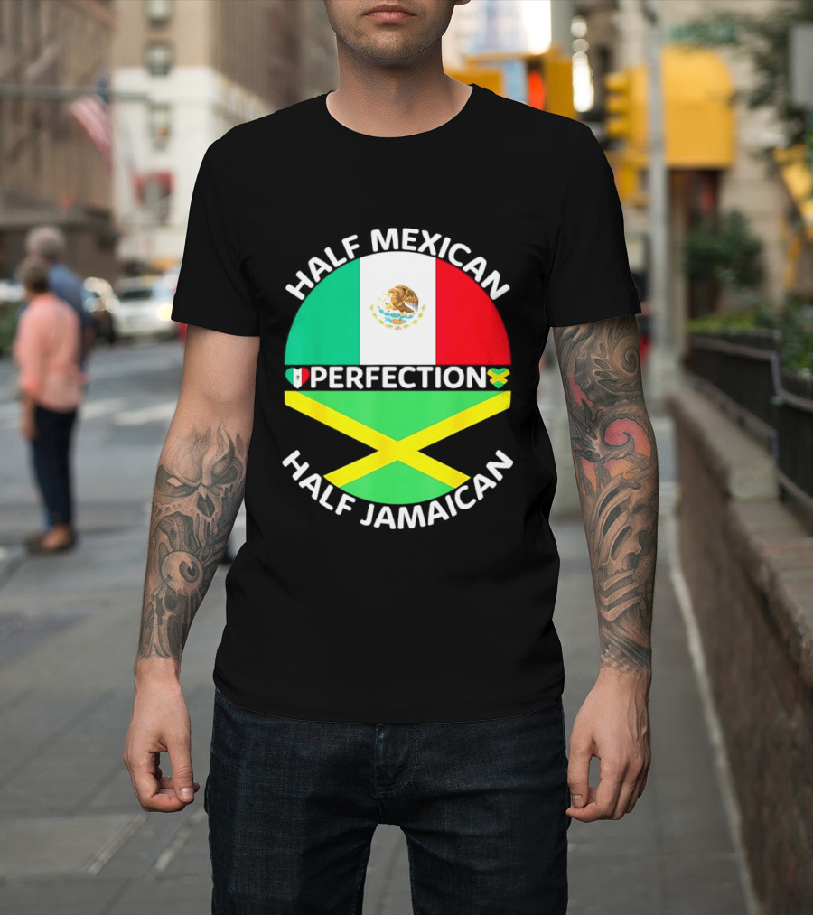 Half Mexican Perfection Half Jamaican Flag Fusion T-Shirt