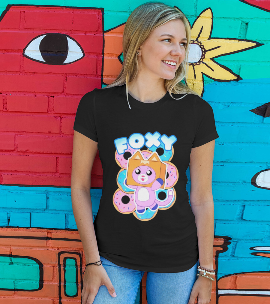 LankyBox Foxy Pink Donuts Fun Cartoon T-Shirt