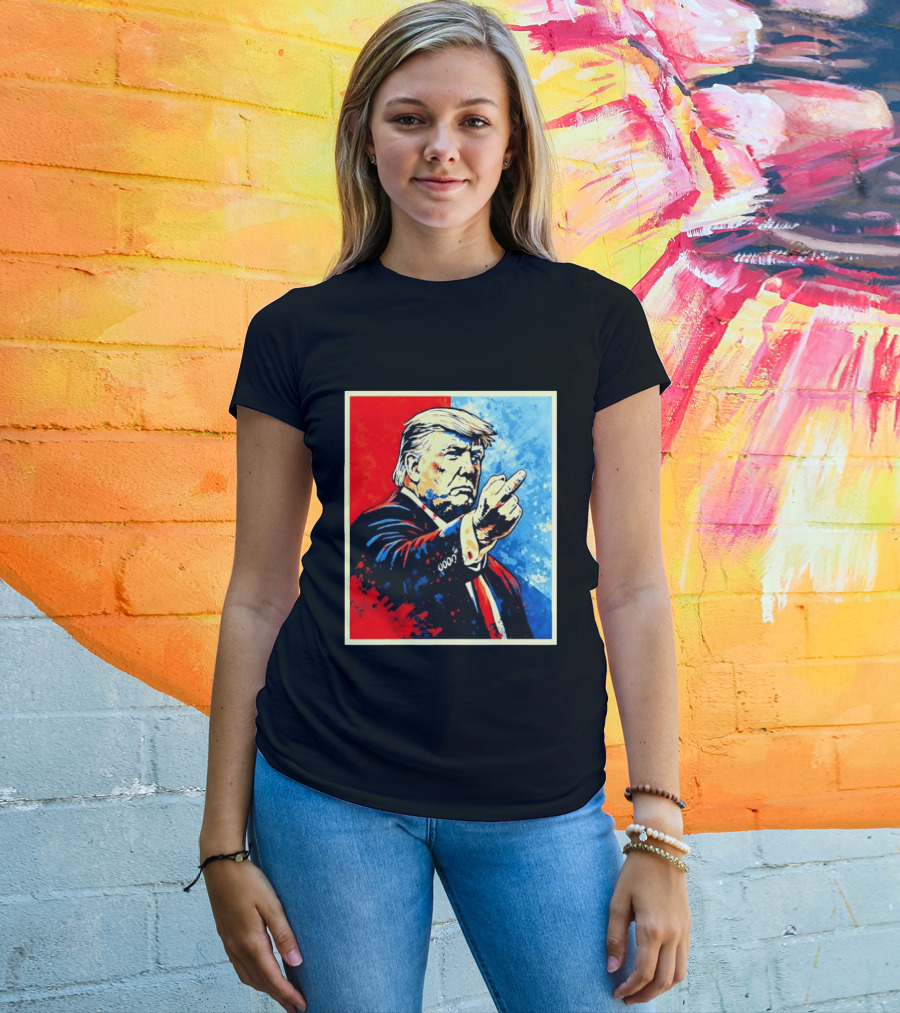 Trump 2026 Meme Middle Finger Red Blue Pop T-Shirt