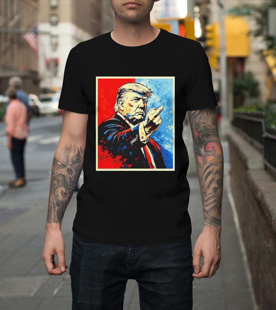 Trump 2026 Meme Middle Finger Red Blue Pop T-Shirt