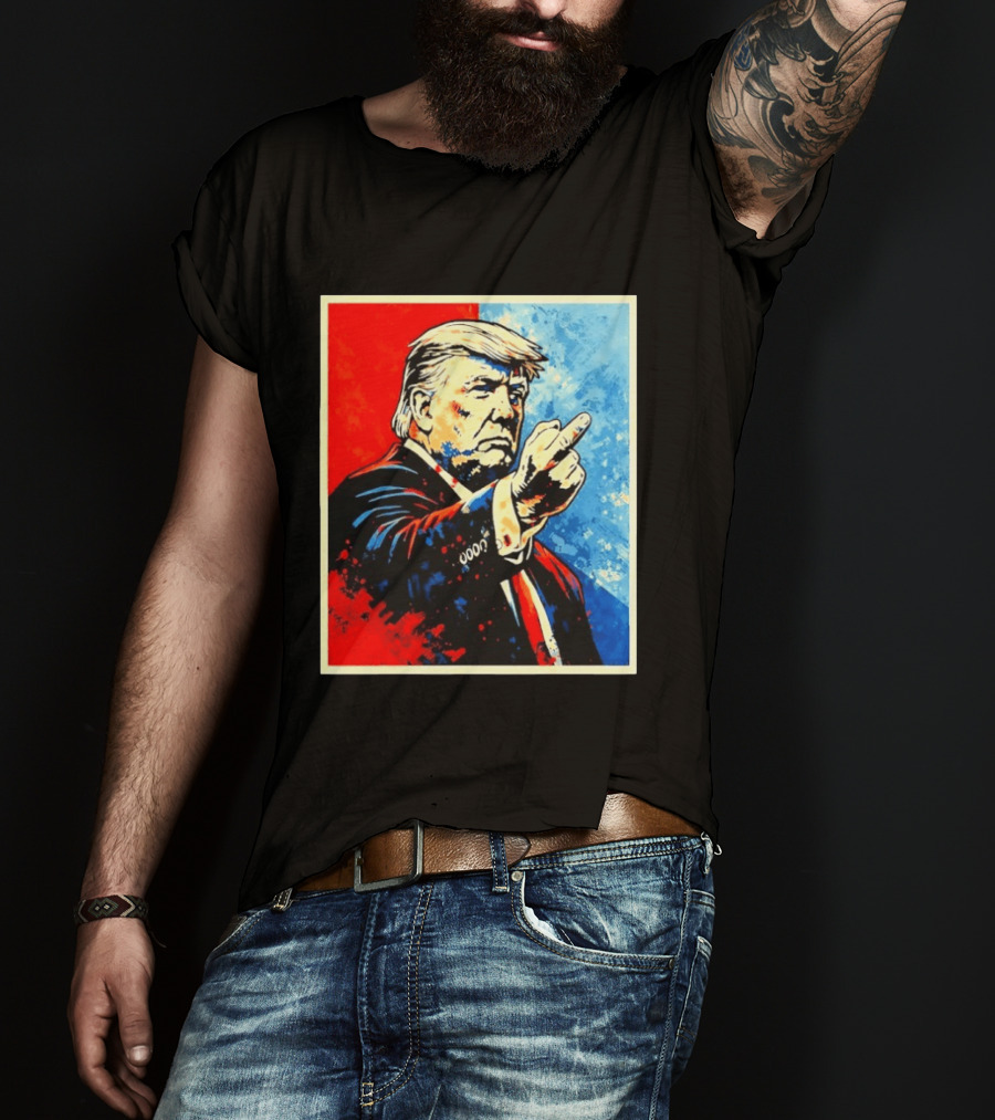 Trump 2026 Meme Middle Finger Red Blue Pop T-Shirt