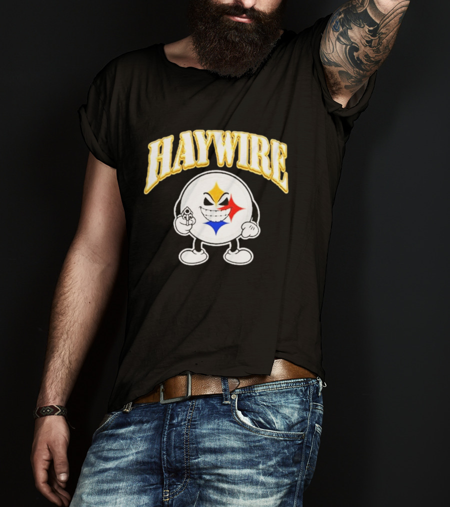 Pittsburgh Steelers Haywire Fun Character With Gun And Grin T-Shirt
