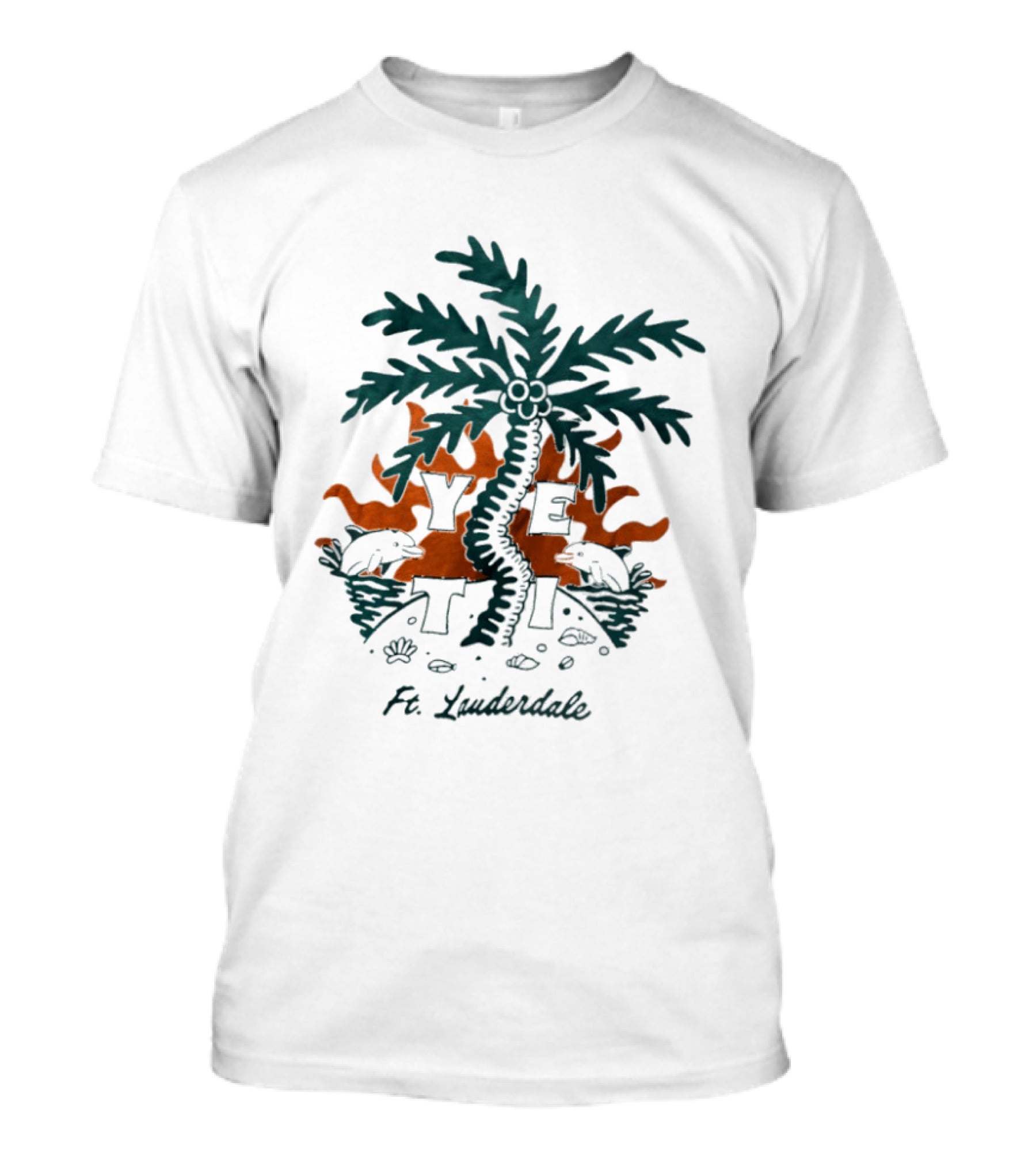 Ft Lauderdale Yeti Palm Tree Tropical Scene T-Shirt