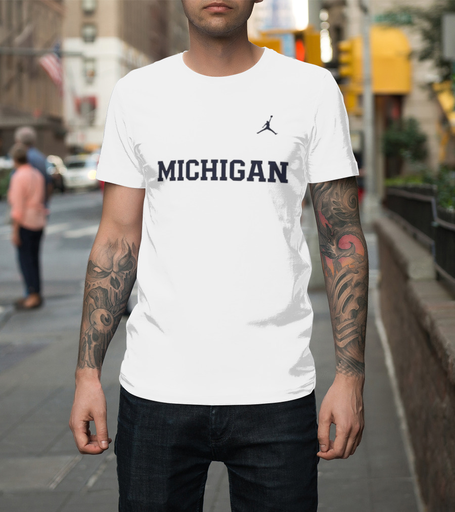 Jordan Michigan Wolverines Jumpman Wordmark T-Shirt