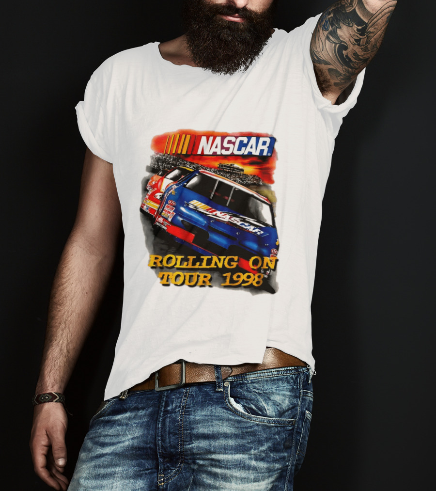 NASCAR Rolling On Tour 1998 Vintage Racing Scene T-Shirt