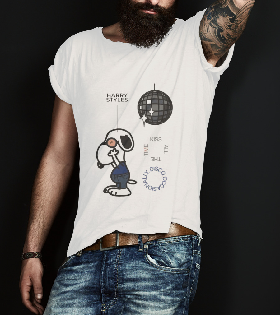Snoopy Harry Styles Kiss All The Time Disco Occasionally T-Shirt