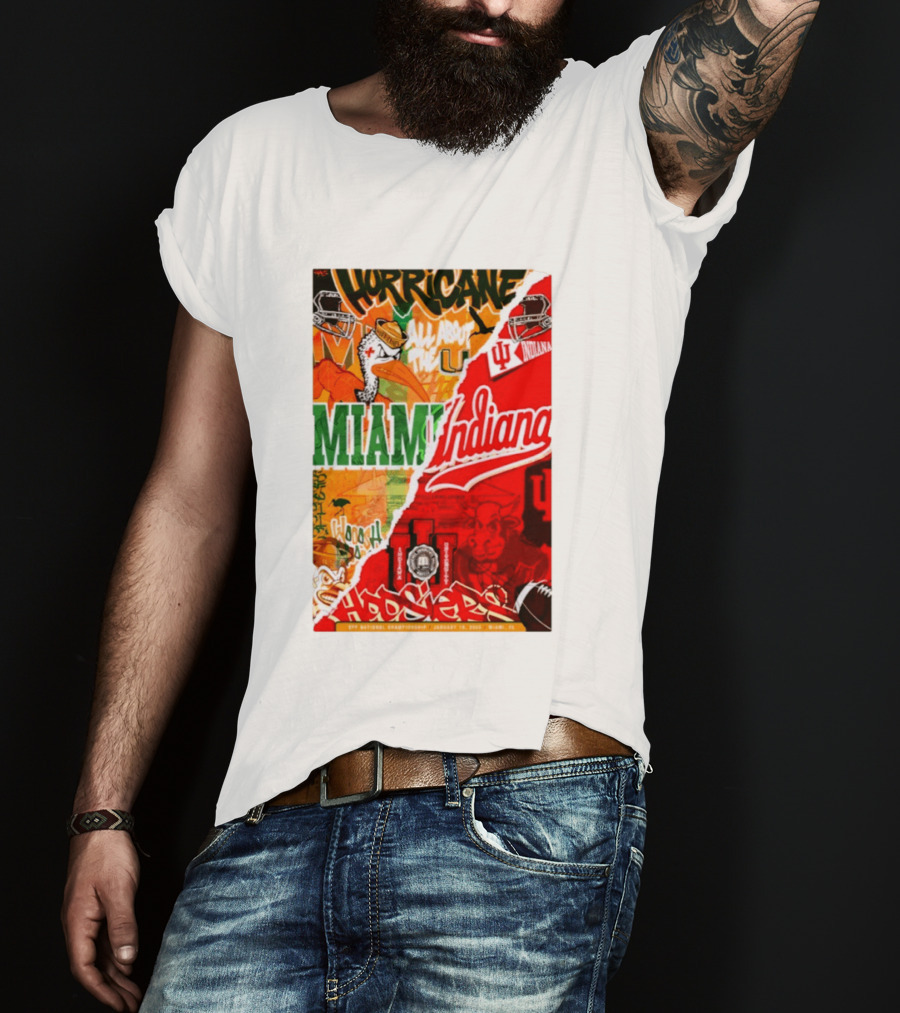 Miami Hurricanes Vs Indiana Hoosiers CFP National Championship January 19 2026 Wynwood Walls T-Shirt