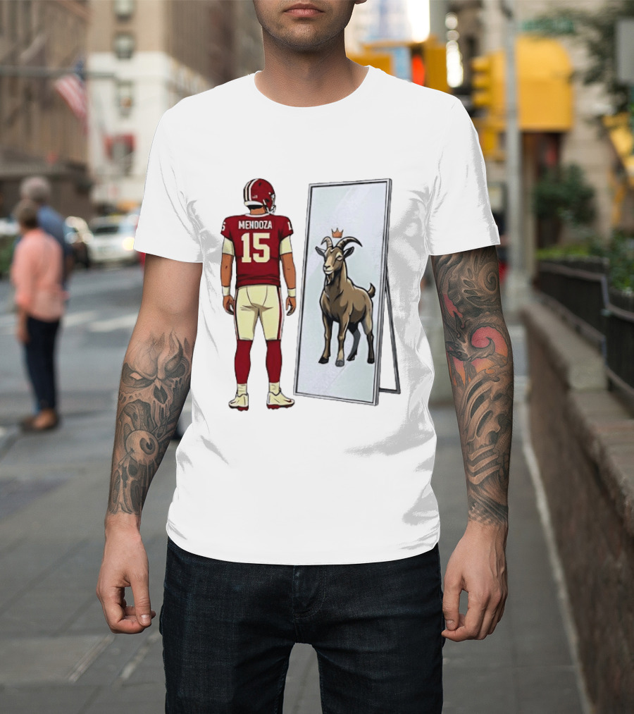 Fernando Mendoza Mirror 15 GOAT Indiana Hoosiers Football T-Shirt