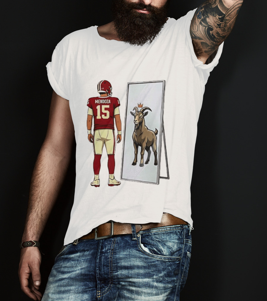 Fernando Mendoza Mirror 15 GOAT Indiana Hoosiers Football T-Shirt