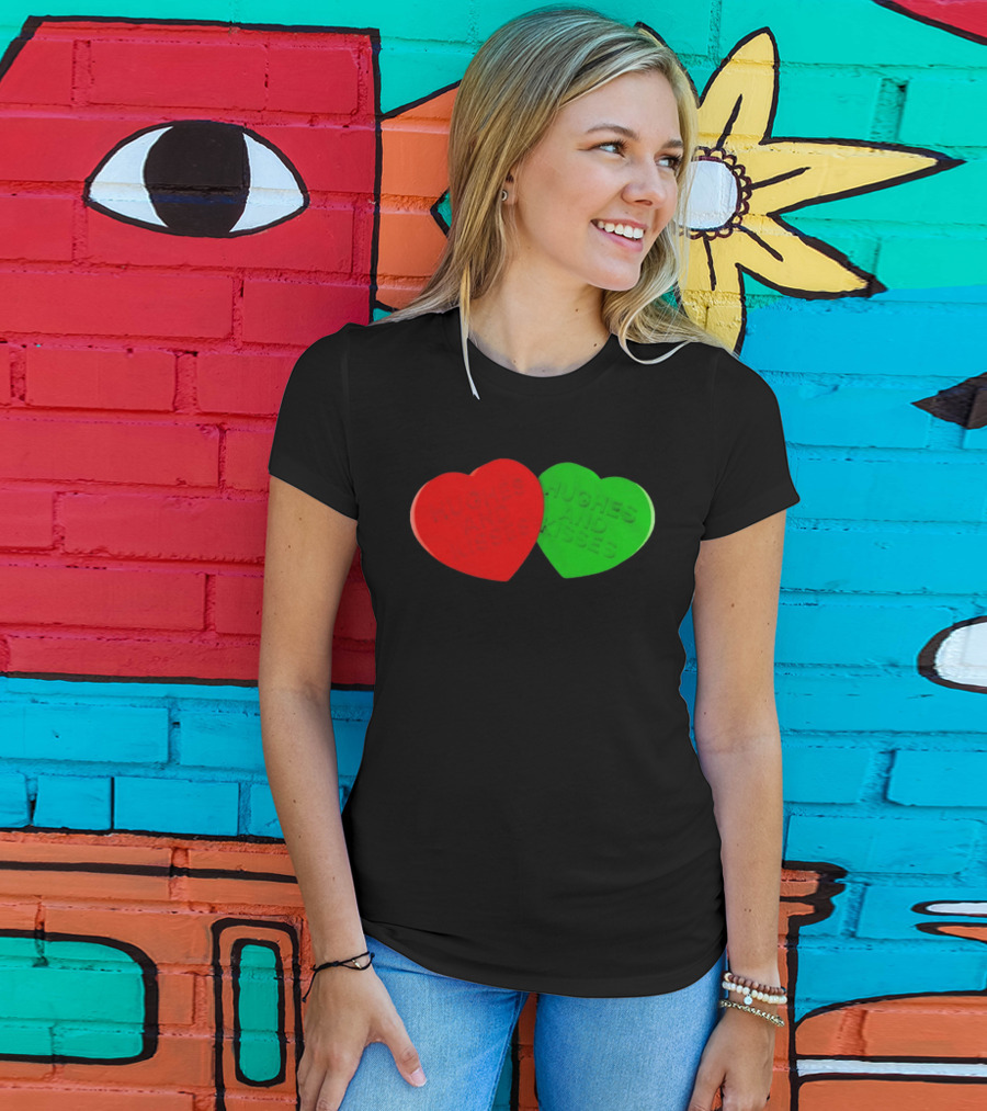 Hughes And Kisses Red Green Heart T-Shirt