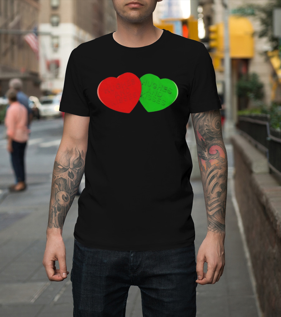 Hughes And Kisses Red Green Heart T-Shirt