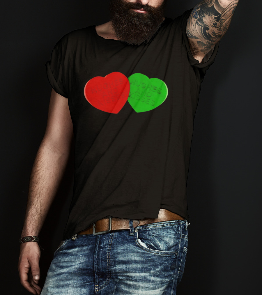 Hughes And Kisses Red Green Heart T-Shirt