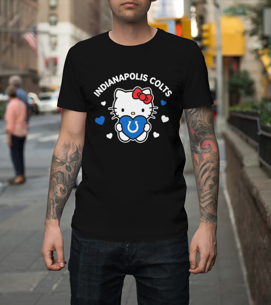 Indianapolis Colts Hello Kitty Blue Heart Valentine 2026 T-Shirt