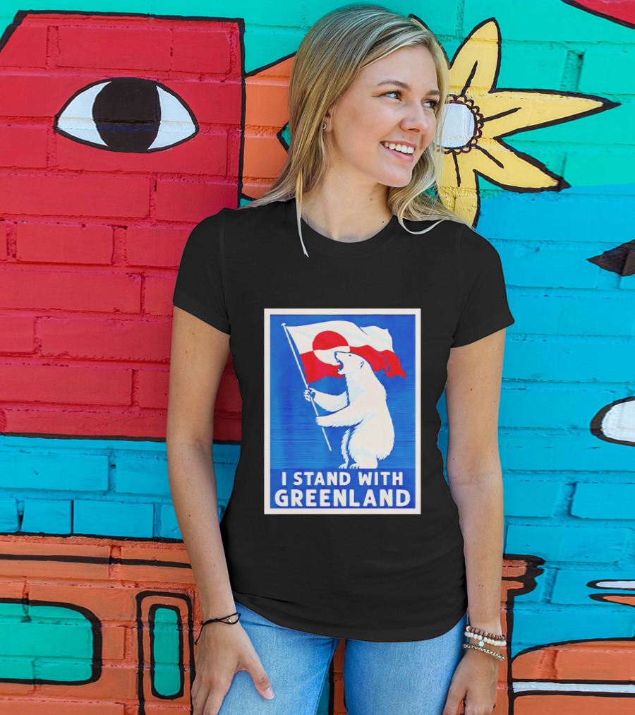I Stand With Greenland Polar Bear Flag White Bear T-Shirt