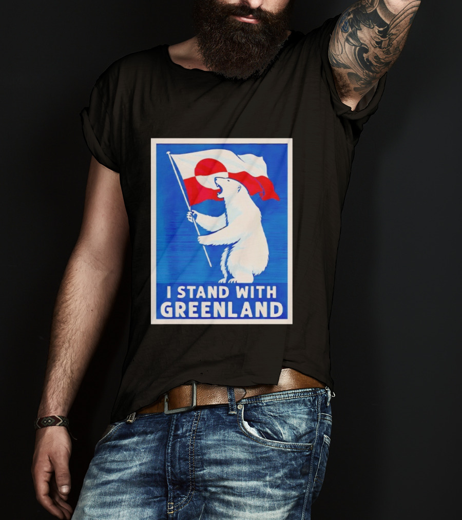 I Stand With Greenland Polar Bear Flag White Bear T-Shirt
