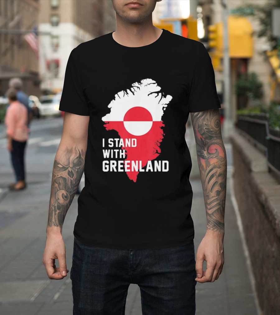 I Stand With Greenland Greenlanders Support Flag Map T-Shirt