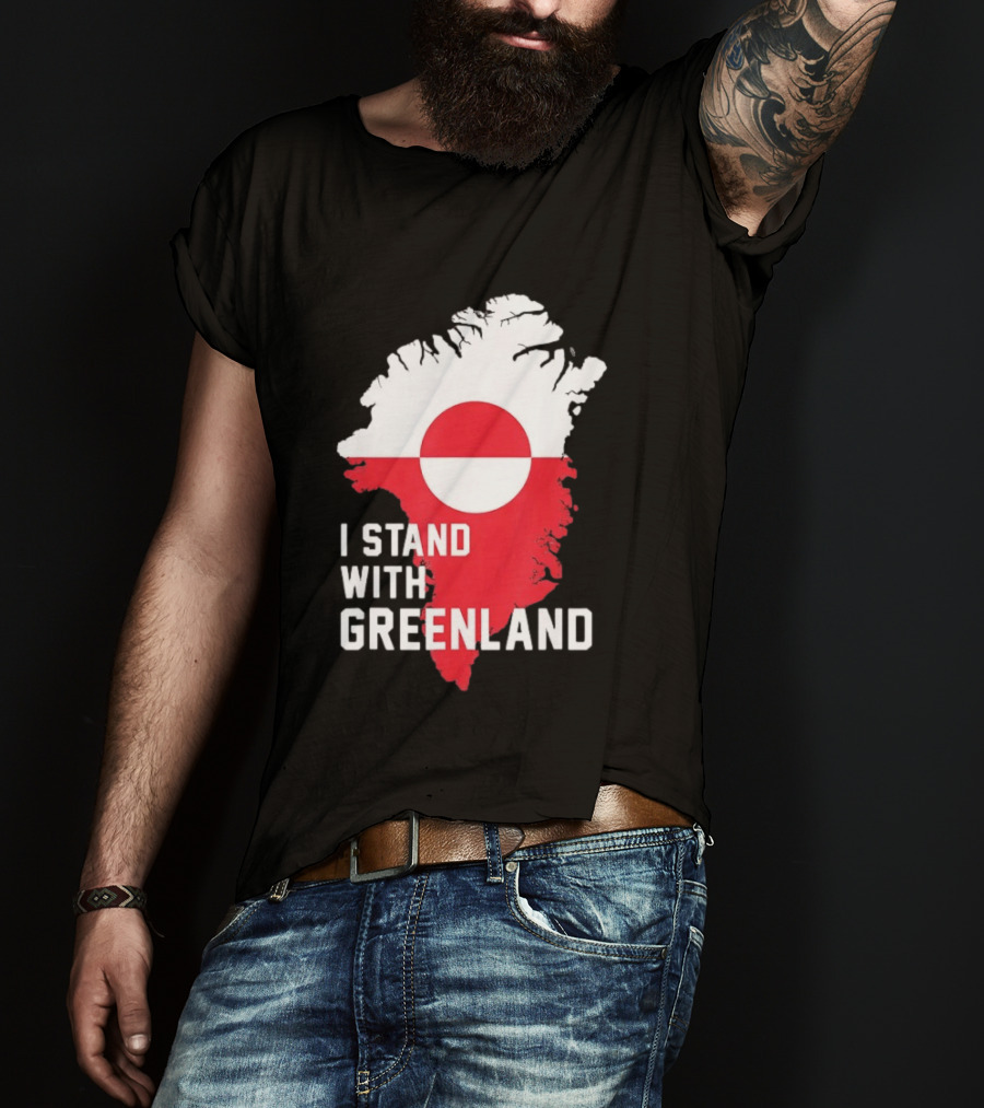I Stand With Greenland Greenlanders Support Flag Map T-Shirt