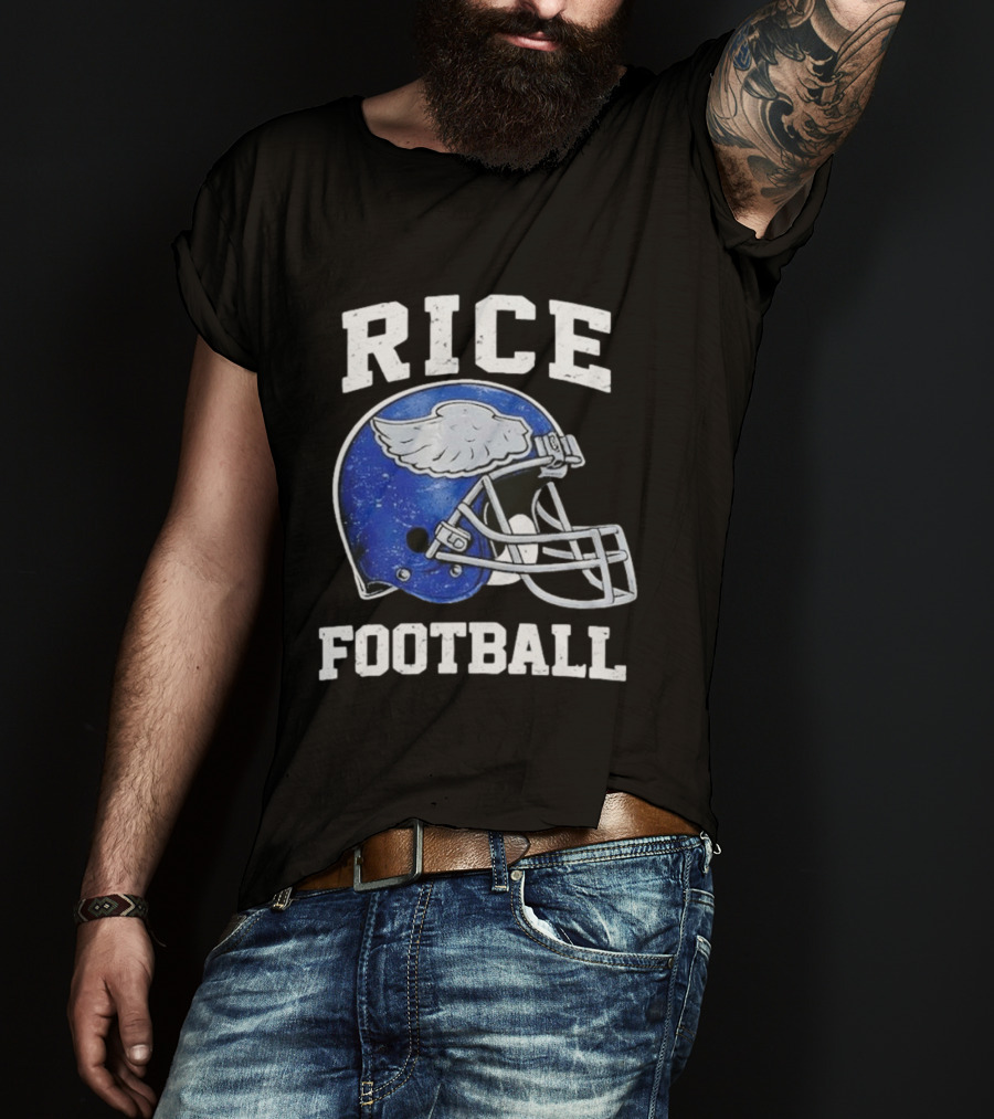 Rice Football Blue Winged Helmet T-Shirt