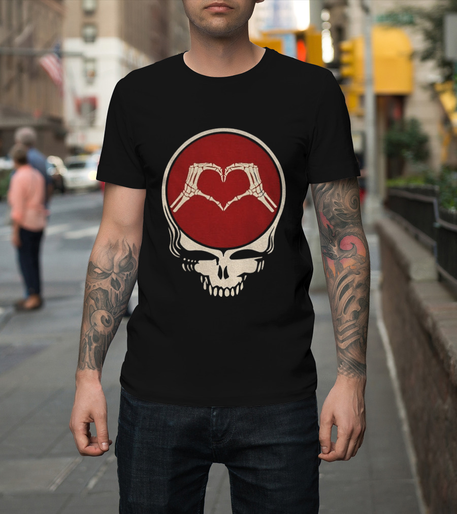 Grateful Dead Skull Skeleton Heart Hands Valentines Jerry Garcia Bob Weir T-Shirt