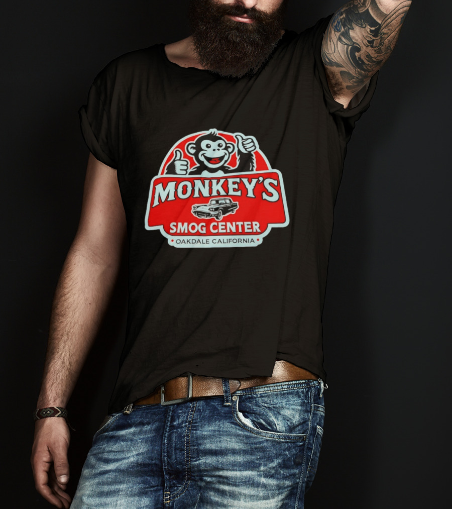 Monkey's Smog Center Oakdale California Thumbs Up Classic Car T-Shirt