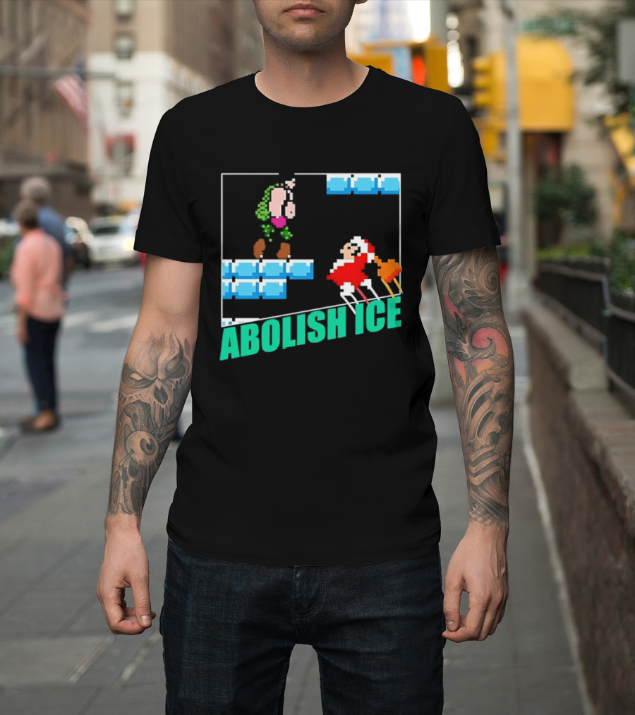 Abolish ICE Super Mario Style Pixel Art USA Retro Gaming T-Shirt
