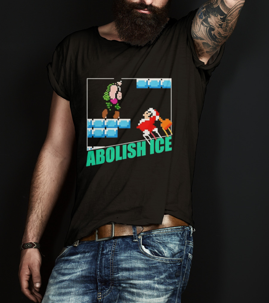 Abolish ICE Super Mario Style Pixel Art USA Retro Gaming T-Shirt