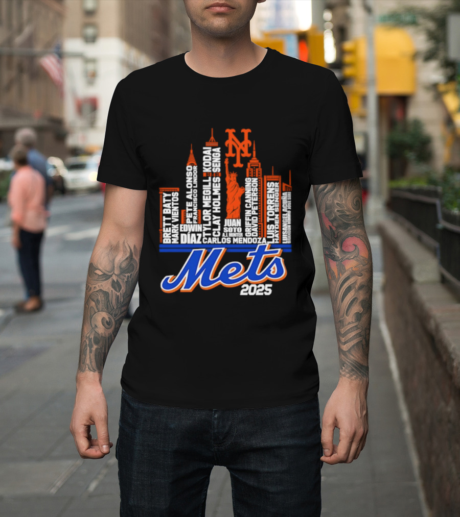 New York Mets Players City Skyline 2025 T-Shirt