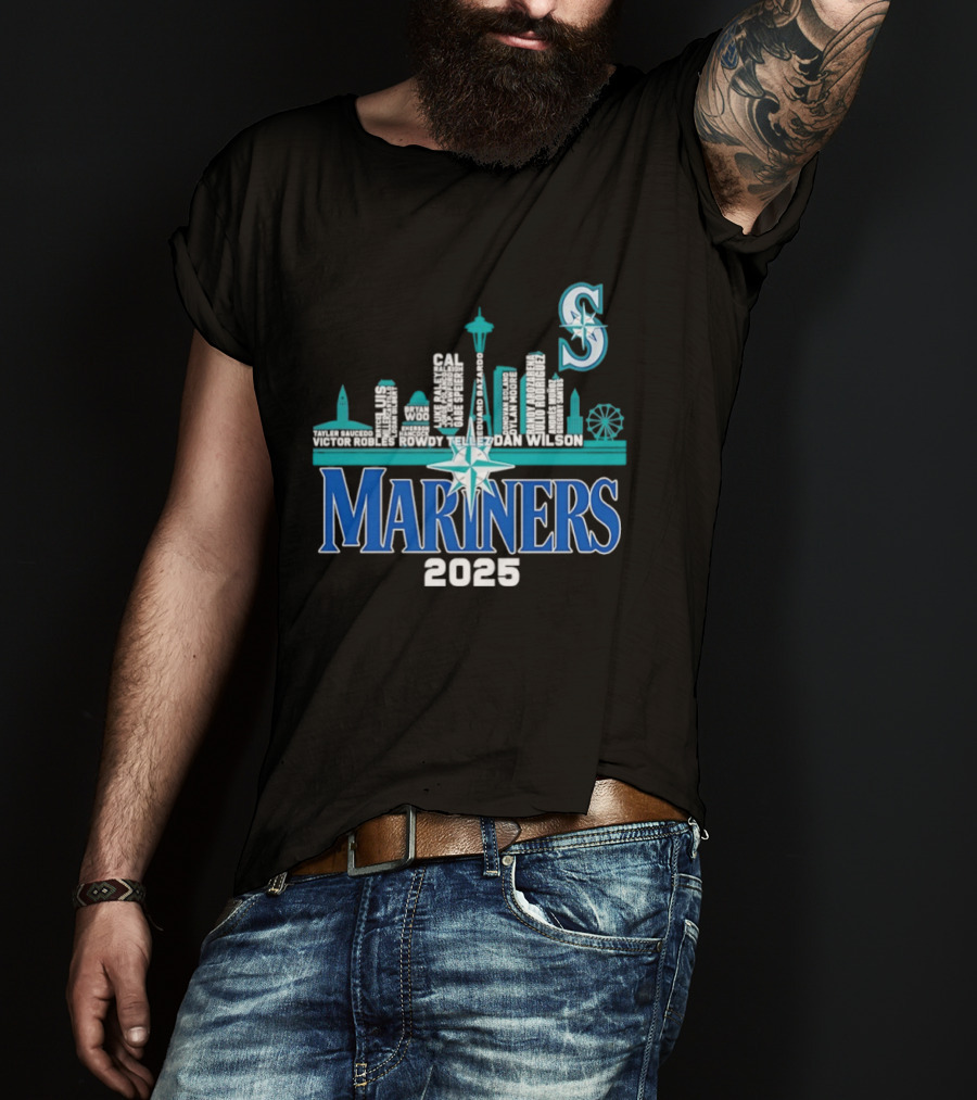 Seattle Mariners 2025 City Skyline Player Names Iconic S T-Shirt