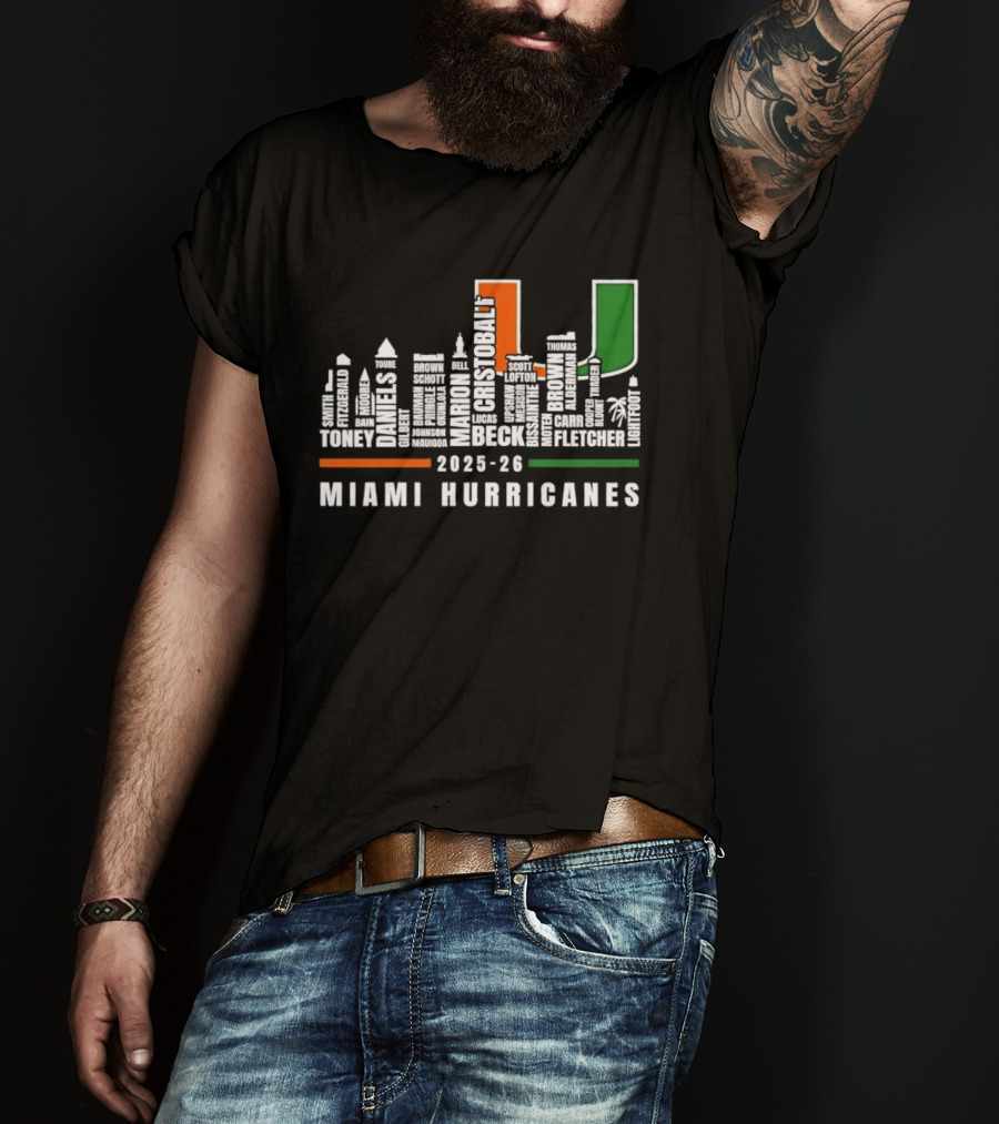 Skyline City Miami Hurricanes 2023 24 Player Names U T-Shirt