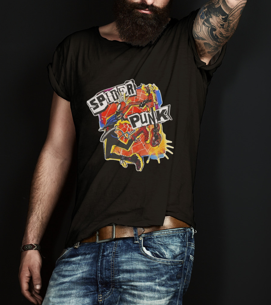 Spider Punk Guitar Hero Rebellion Web Burst T-Shirt