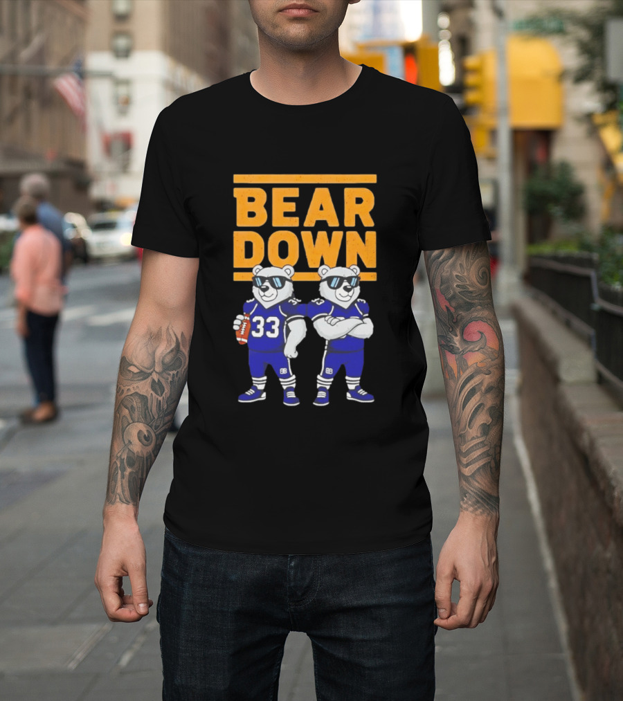 Bear Down Chicago Bears Football Cool Polar Bears Wearing Sunglasses T-Shirt