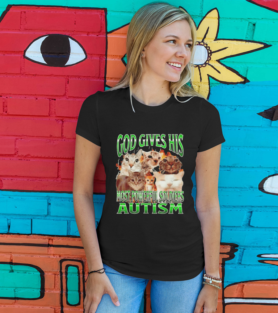 God Gives His Most Powerful Soldiers Autism Cats T-Shirt