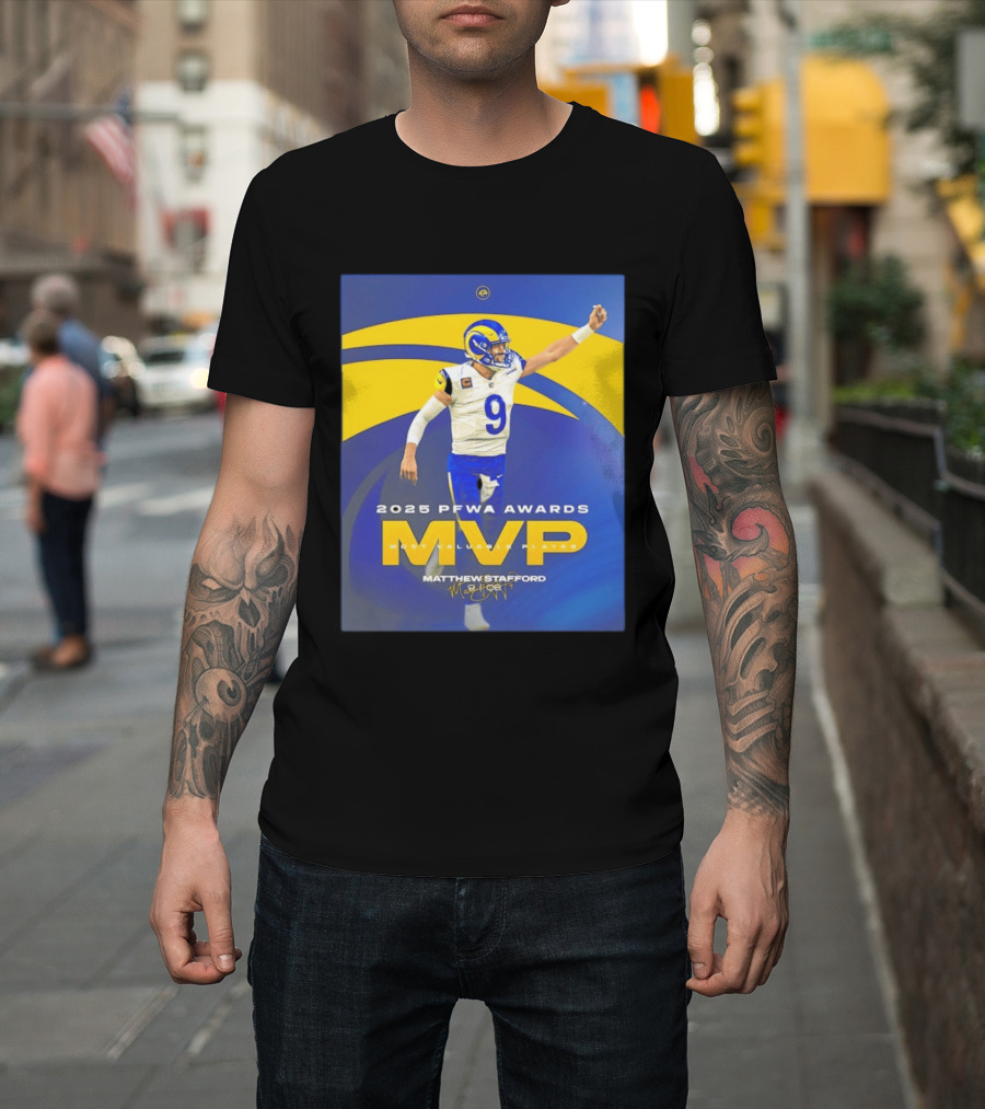 2025 PFWA Awards MVP Matthew Stafford Most Valuable Player T-Shirt