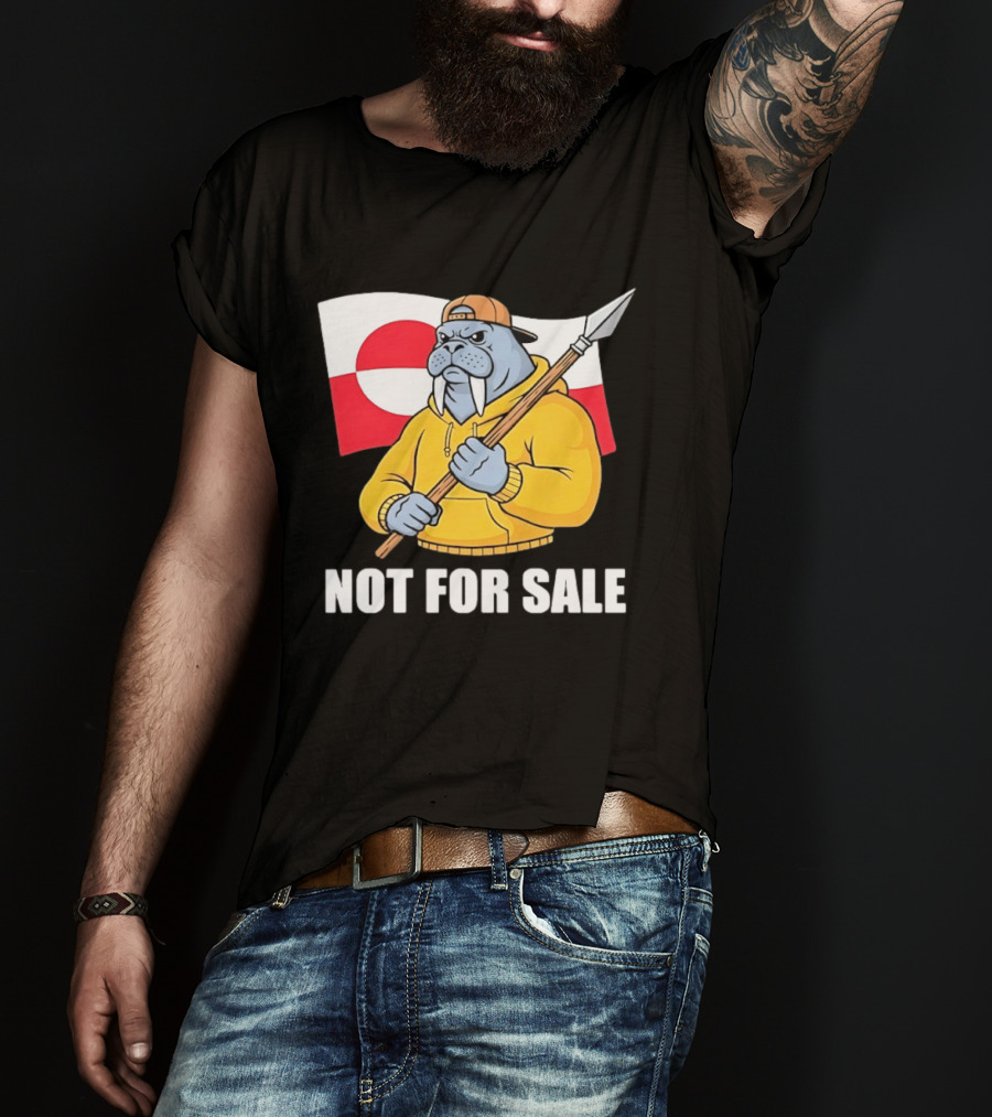 Walrus Holding Spear Greenland Flag Not For Sale T-Shirt