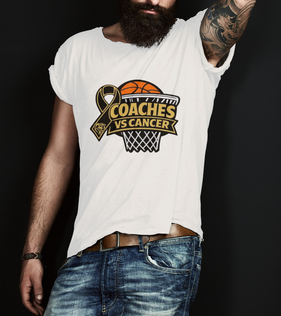 Coaches Vs Cancer Chicago Bears Basketball Ribbon Collaboration T-Shirt