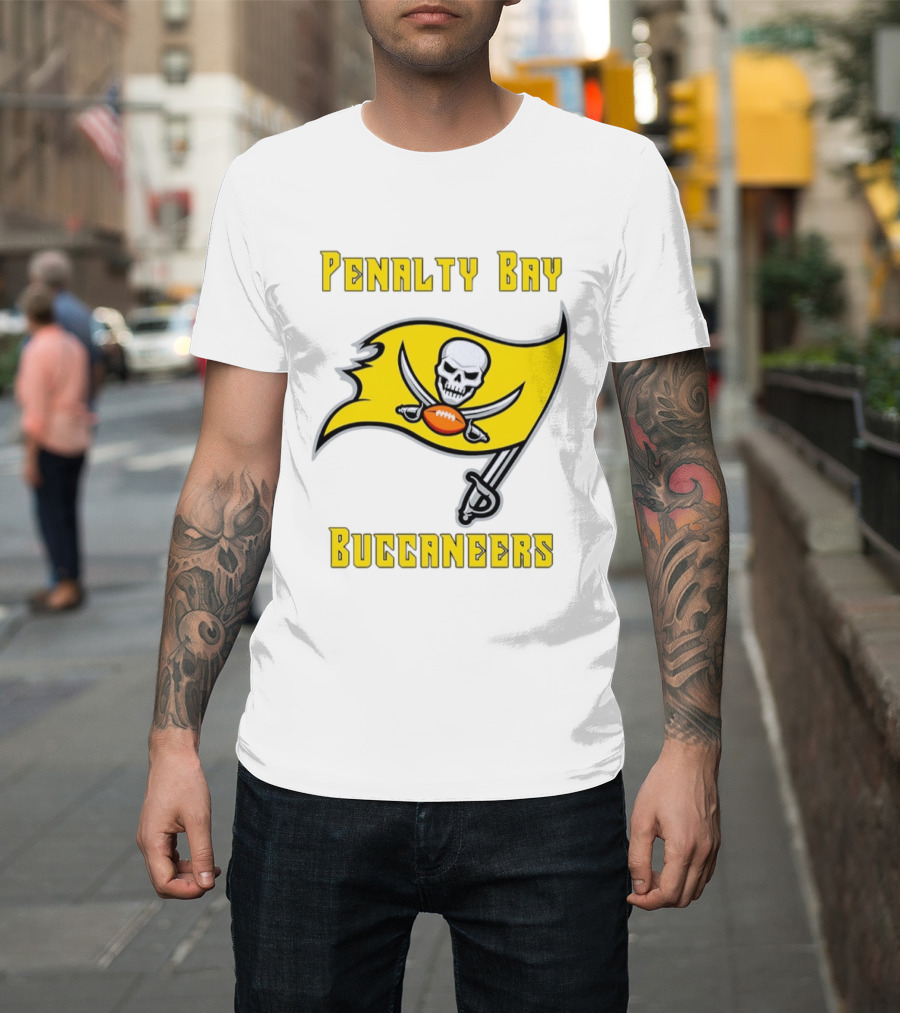 Penalty Bay Buccaneers Yellow Flag Football Skull Swords T-Shirt