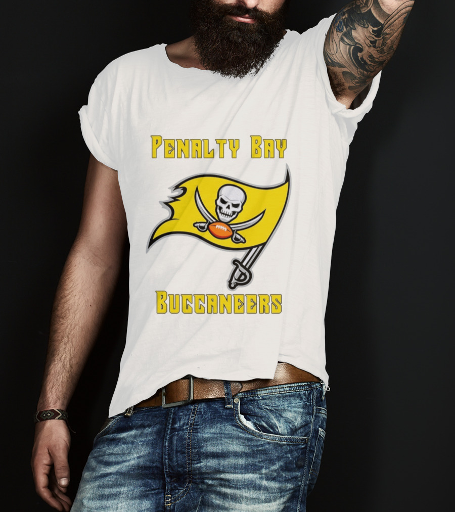 Penalty Bay Buccaneers Yellow Flag Football Skull Swords T-Shirt