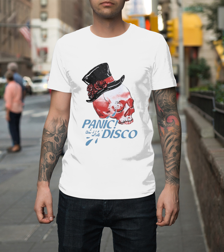 Panic At The Disco Skull Top Hat Roses T-Shirt