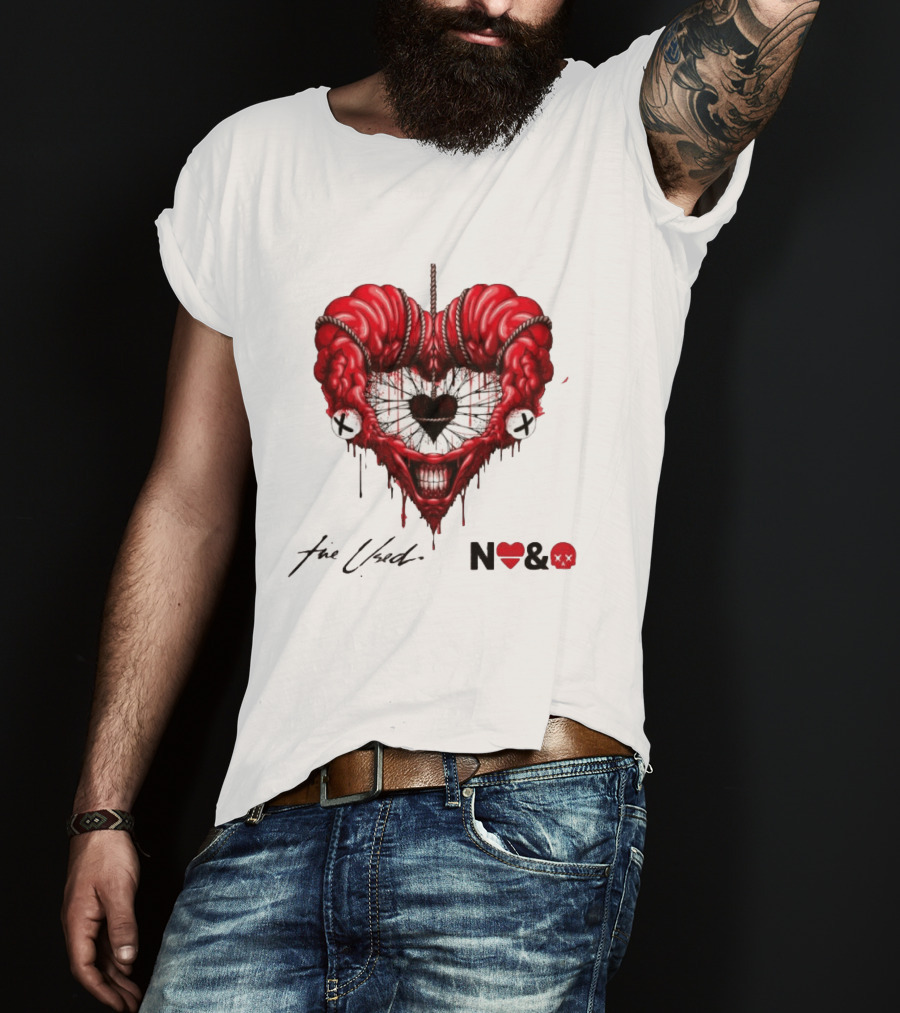 The Used In Love And Death Reimagined Heart Skull Dripping Inkprint T-Shirt