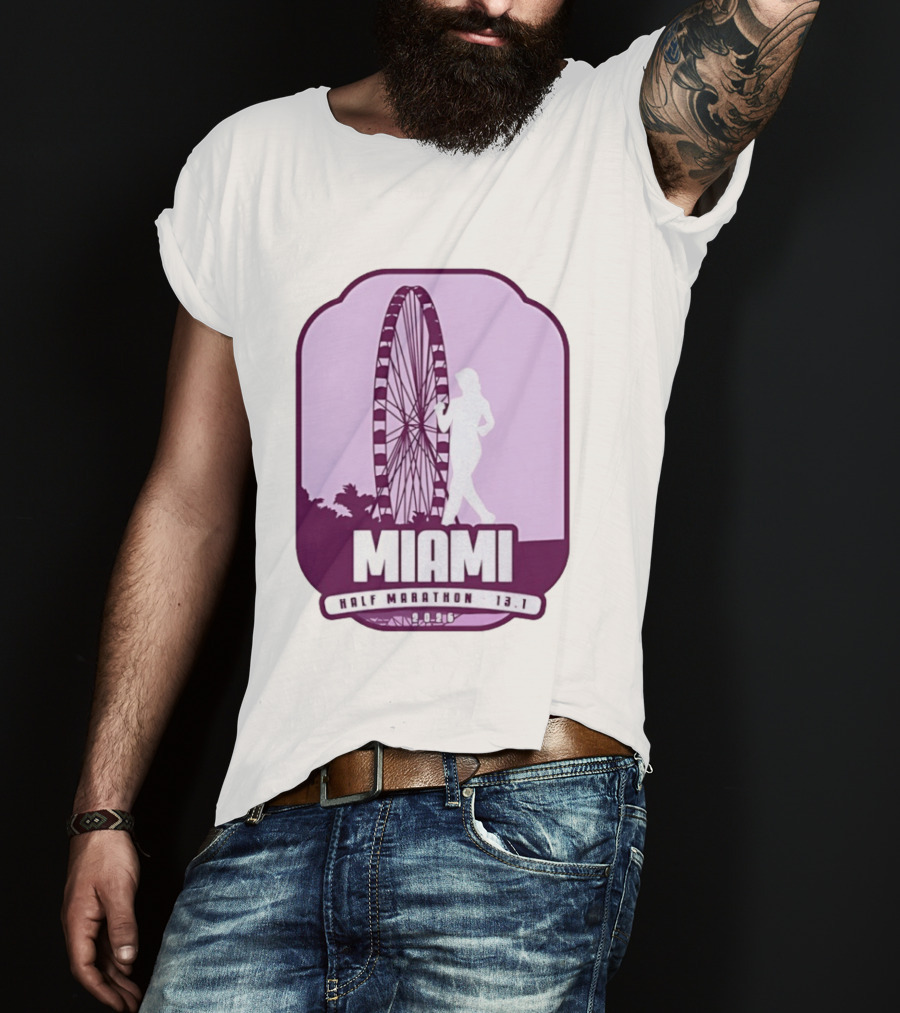 MIAMI Half Marathon 13.1 February 2 2025 Ferris Wheel T-Shirt
